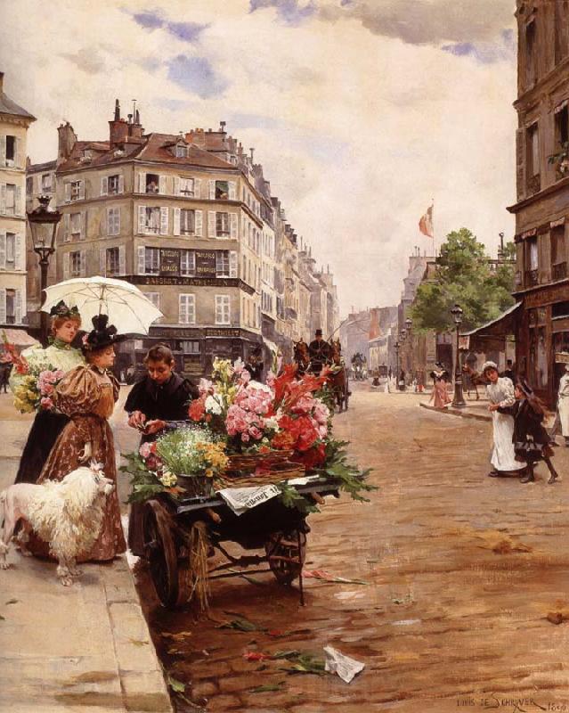 Louis Marie de Schryver Selling Flowers Elysee Germany oil painting art